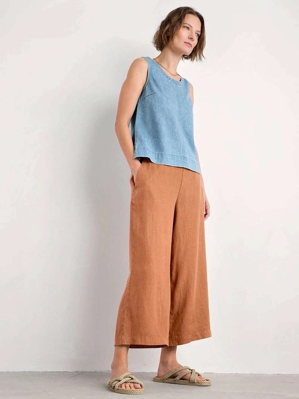 Seasalt Cornwall Merrivale Culottes Linen Cropped Leg Pants Size 10
